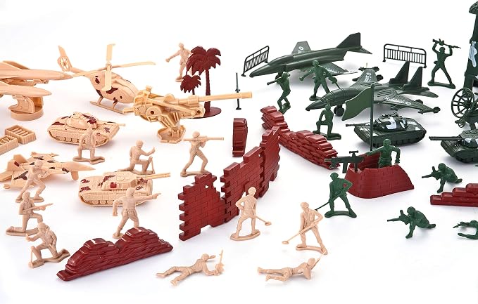 JOYIN 164 Piece Military Soldier Playset Army Men Play Bucket Army Action Figures Battle Group Deluxe Military Playset, Aircrafts, Helicopters, Tanks with Bucket, Birthday Gifts for Boys 3 4 5 6 7 8