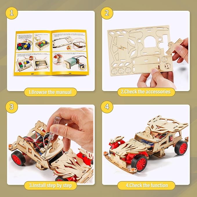 STEM Kits for Kids Age 8-10, STEM Toys for Ages 8-13, Remote Control Model Car Building Kits, Science Kit Crafts Projects 8-12, Wood 3D Puzzles, Gifts for 9 10 11 13 14 Year Old Teen Boys Girls