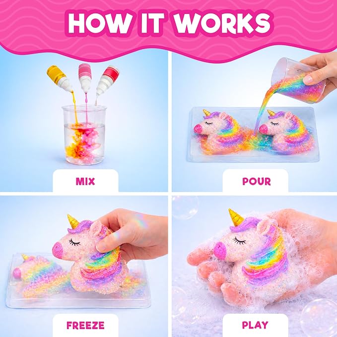 Doctor Jupiter Unicorn Glitter Soap Making Kit for Kids, Unicorn Toys for Girls Ages 4-5-6-7-8 | Crafts for Girls, Birthday Gift Ideas for 4+ Year olds | 25+ Soap Recipes