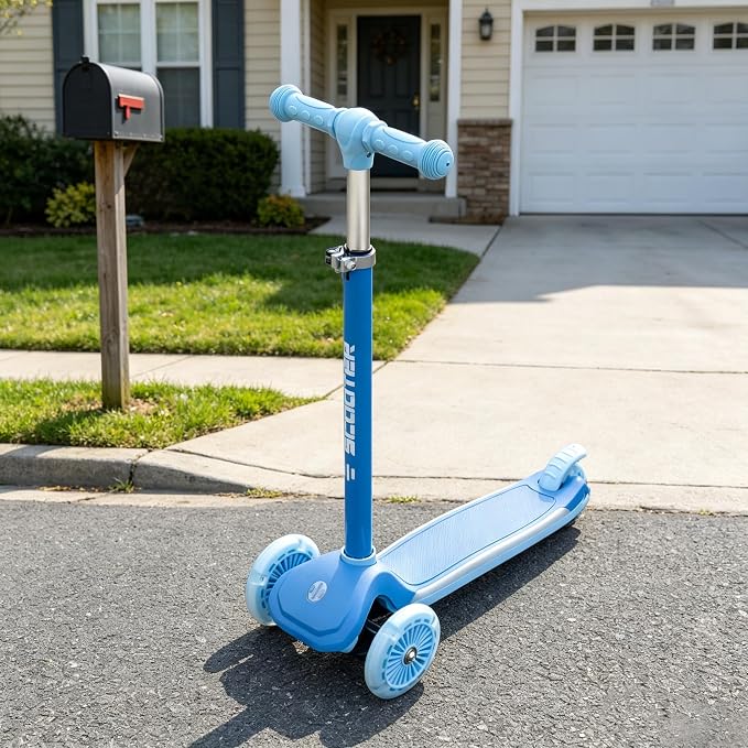 KORIMEFA Scooter for Kids Ages 3-8 with Light-Up Wheels & Deck, 3-Wheel Toddler Scooter with Adjustable Height, Anti-Slip Deck, Lean-to-Steer