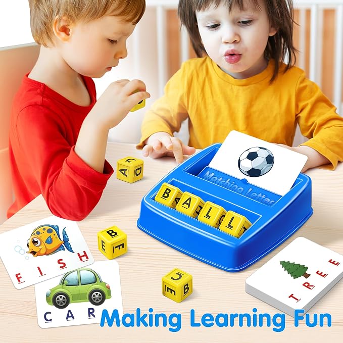 NARRIO Matching Letter Game, Educational Toys for 3 4 5 Year Old Boy, Spelling Word Games for Kids Ages 4-6 8, Board Games Puzzles for Toddlers Preschool Learning Activity