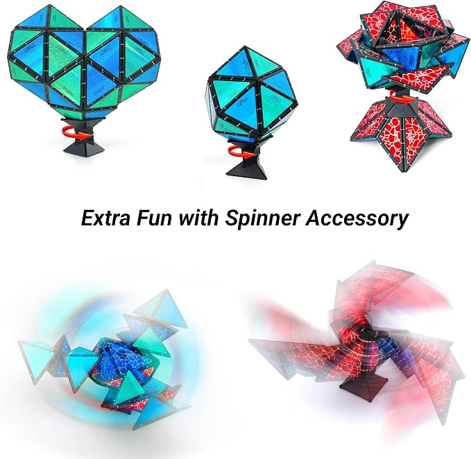 TOSY Magnet Pyramid - 1 Fidget Cube Transforms into 1 Billion Shapes, 243 Rare Earth Magnets, Glowing, Holographic Design, Spinner Accessory, Gift for Christmas Birthday (Set of 1 Stone 1 Glow)