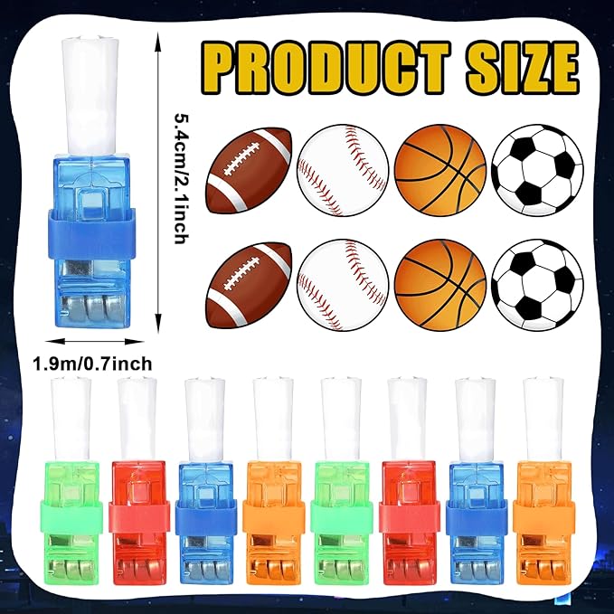 36 PCS Sport Party Favors Soccer LED Light Up Finger Lights, Glow in the Dark Football Basketball Baseball Party Finger Flashlight Bulk for Sport Goodie Treat Bag Stuffers Game Birthday Party Supplies