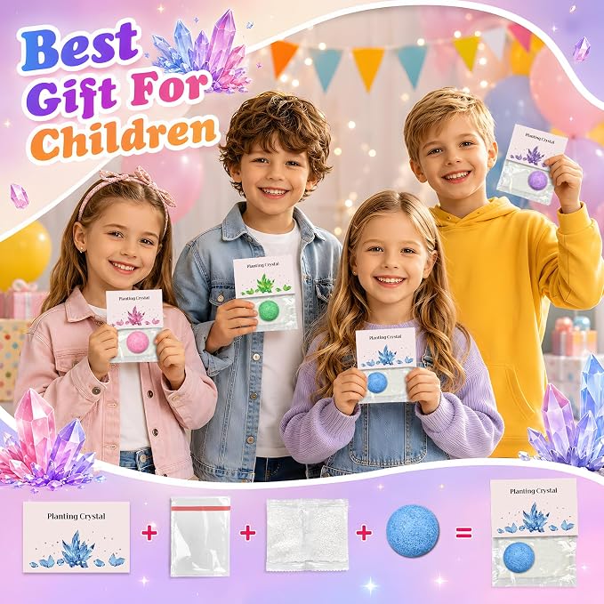 24Pcs Science Kit Crystal Growing Toys Party Favor Supply Gifts for Kids Classroom Goodiebags Gifts