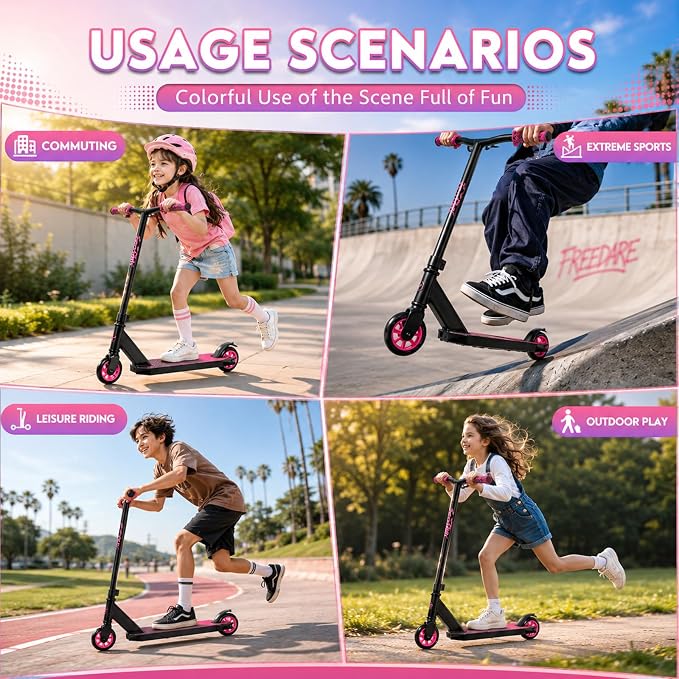 FREEDARE Pro Stunt Scooter, Trick Scooter for Kids, Teens, Boys and Girls, 8 Years Old Above Freestyle Street Scooter for Intermediate and Beginner Skate Park