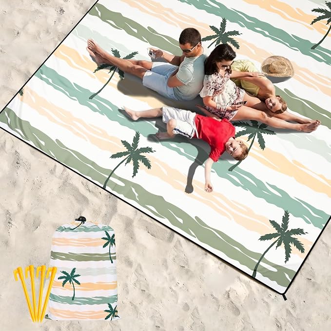 HIHOHO Beach Blanket Waterproof Sandproof Extra Large Beach Mat 79" X 83"/120"x108"for 1-8 Adults Quick Drying Durable Outdoor Picnic Mat for Beach Travel Camping Hiking