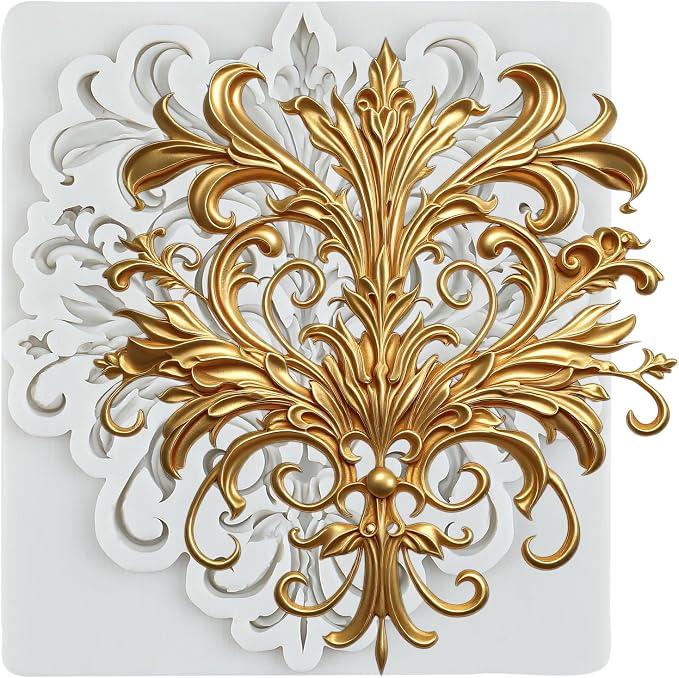 Baroque Polymer Clay Mold Curlicues Scroll Relief Lace Silicone Molds for DIY Crafts Epoxy Resin Casting Air Dry Polymer Clay Plaster Jewelry Making
