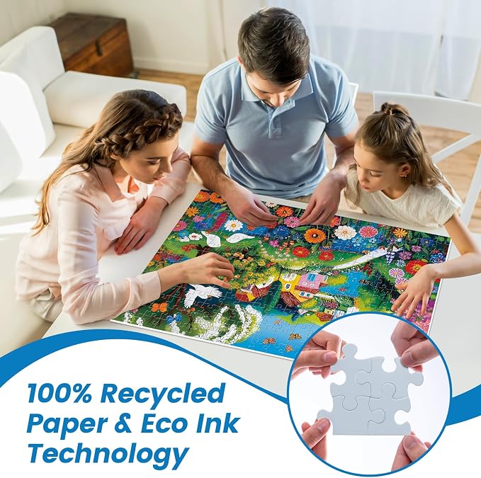 300 Pieces Puzzles for Adults, Large Piece Charming Village Jigsaw Puzzles,Colorful Village with Flowers,Birds Lake Puzzle for Kids Kids Ages 8-10 8-12 10-12,Puzzles for Family Game Nights,20.5x15 in