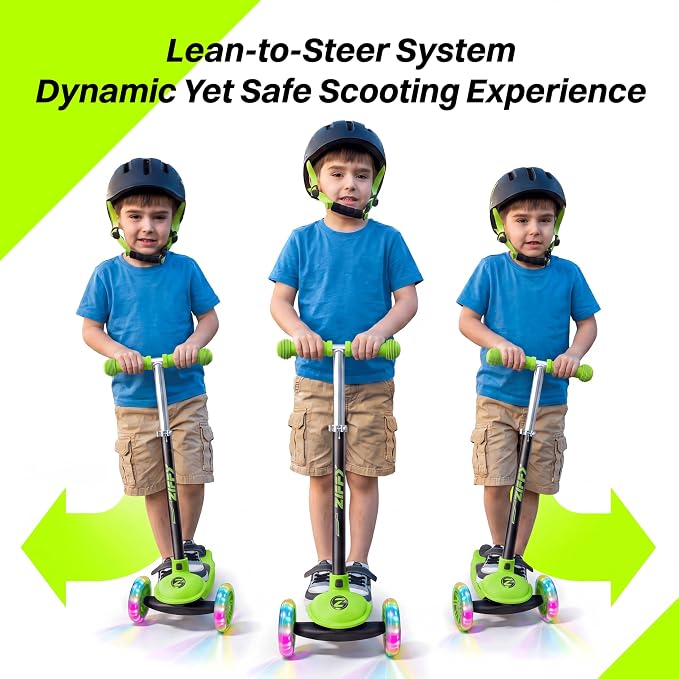 JOVA ZIFFY Multicolor 3 Wheel Scooter for Kids 3-5, Toddler Kick Scooters with LED Light-Up Wheels for Boys and Girls, 5 Adjustable Height and Lean-to-Steer Design, Support up to 110 lbs