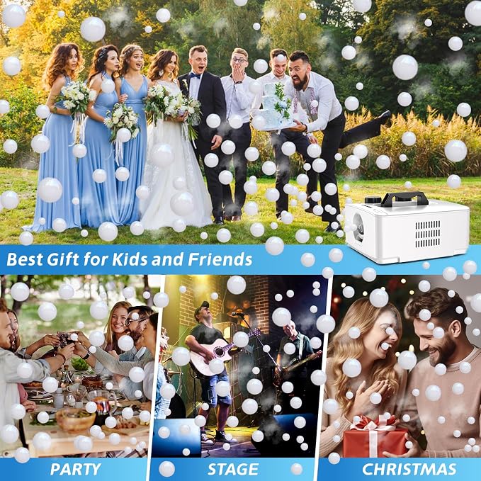 Wisdomlit Fog Bubble Machine, 2-in-1 No-Spill Smoke Bubble Machine (White) | 400W Power, 2 Bubble Modes, 8000+ Colorful or Fog-filled Bubbles, Great for Indoor Outdoor Halloween Party