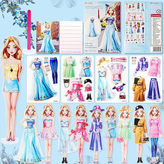 PainZieteg Magnetic Dress Up Dolls, Magnetic Princess Dress Up Paper Dolls, Magnetic Dress Up Dolls for Girls Ages 4-10 Learning Created Imagine Set Birthday Gift (Amy)