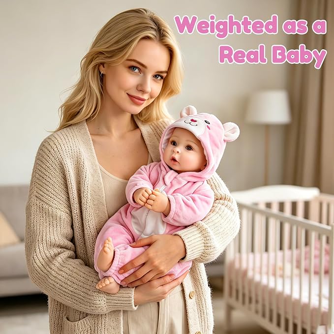 Aori Baby Dolls Realistic, 17-inch Lifelike Soft Body Baby Girl That Look Real with Feeding Kit Included, Ideal Gift for Kids, Birthday, Pretend Play