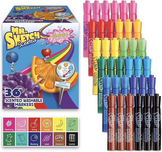 Mr. Sketch Scented Washable Markers, Chisel Tip Marker, Assorted Colors, Fun for Kids, Coloring, Spark Creativity, Arts & Crafts, 2 Count (Pack of 108)