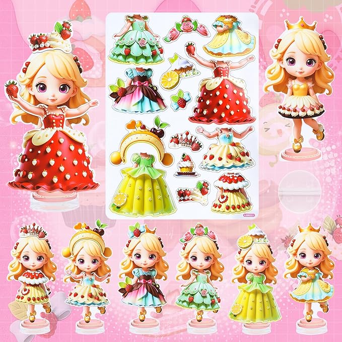 PainZieteg Magnetic Dress Up Dolls,Paper Dolls for Girls, Kids DIY Princess Magnetic Dress-Up Doll for Girl Birthday (Cake Elf)
