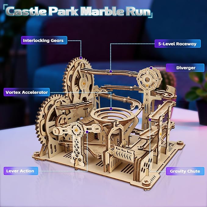 Upgraded Motorized 3D Wooden Puzzles for Adults Marble Run Set, 236-Piece Mechanical Model Kit, STEM Building Project & Unique Gift for Men, Women, Teens, Christmas Birthday Gift