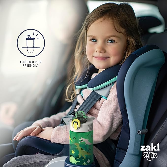 Zak Designs Disney Frozen Sage Kids Water Bottle For School or Travel, 16oz Durable Plastic Water Bottle With Straw, Handle, and Leak-Proof, Pop-Up Spout Cover, 2-Pack Set (Anna & Elsa)