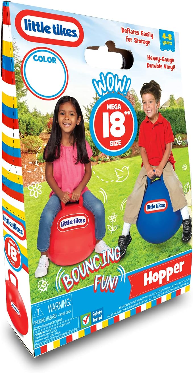 Little Tikes Bouncing Fun! Blue Hopper 9301B - Mega 18" Inflatable Heavy-Gauge Durable Vinyl Ball - Deflates Easily for Storage - Exercise Learning Activity for Kids Ages 4-8
