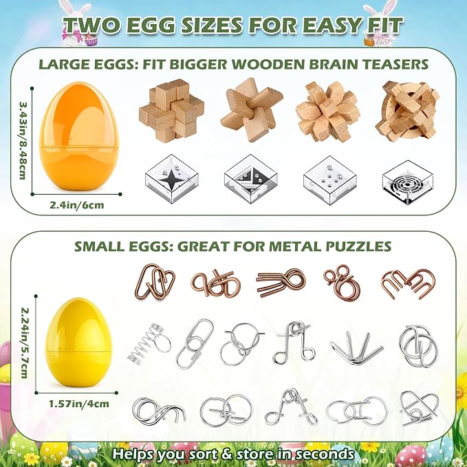 24 Pack Brain Teaser Puzzle Set, Metal & Wooden Puzzles with Balance Challenges, IQ Logic Games and Mind Teaser Toys Party Favors Return Gifts for Kids Teens and Adults