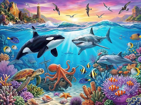 Puzzles for Kids Ages 6-8 Year Old - Underwater World, 200 Pieces Jigsaw Puzzles for Kids Ages 8-10, Learning Educational Toys for Boys and Girls Gift