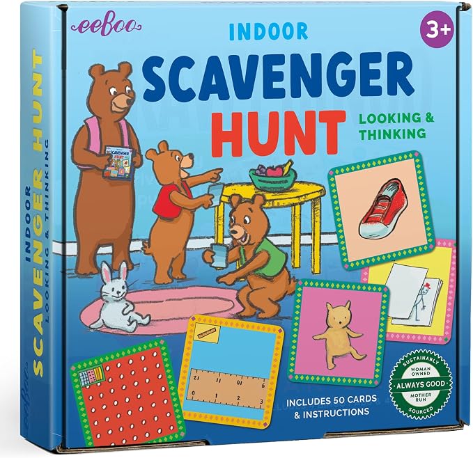eeBoo Scavenger Hunt Indoors Game, a Finding Game that develops observational and Analytical Skills, Includes 50 Cards & Instructions, for Ages 3 and up