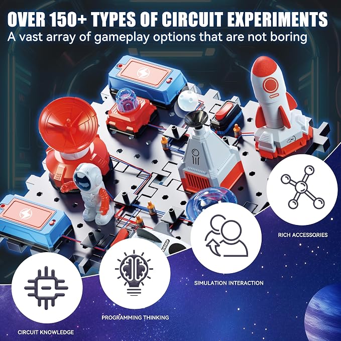 STEM Circuit Kit for Kids Ages 6+, 35PCS Electronics Kit with 200+ Projects, Educational Science Experiment Toy for Boys & Girls, Beginner Electrical Engineering Set for Home & School