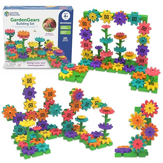 Learning Resources GardenGears Building Set - Hands-On Educational Construction & Engineering, Preschool STEM Building Sets, Toys for Kids, Montessori, Fine Motor Games, Gifts for Kids