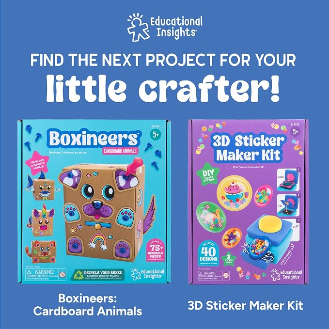 Educational Insights Boxineers Cardboard Vehicles - Creative Craft Supplies for Kids Projects, Cardboard Tools for Kids, DIY Fine Motor Activities, Kids Crafts and STEM Construction Kits