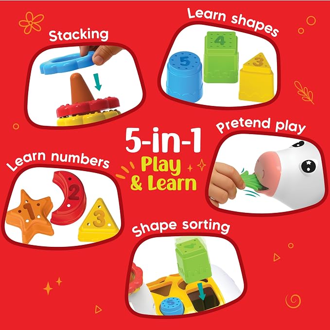 Imagimake Cow Shape Sorter | Leaps & Bounds Baby Toys 12-18 Months | Learning Toys for 1+ Year Old & Toddlers | 5-in-1 Play & Learn | Stacking, Sorting & Pretend Play | Birthday Gifts for 1 Year Old