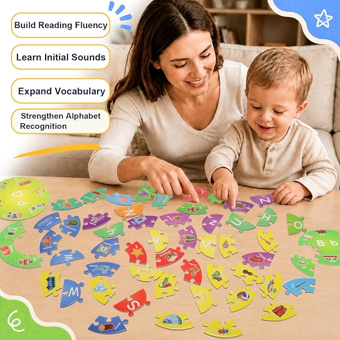 Alphabet Puzzle,ABC Alphabet Learning Toys for Kids Ages 3-5,Preschool Learning Activities Pre-k Lowercase Uppercase Letter Game for Toddlers,Educational Kindergarten Classroom Must Haves
