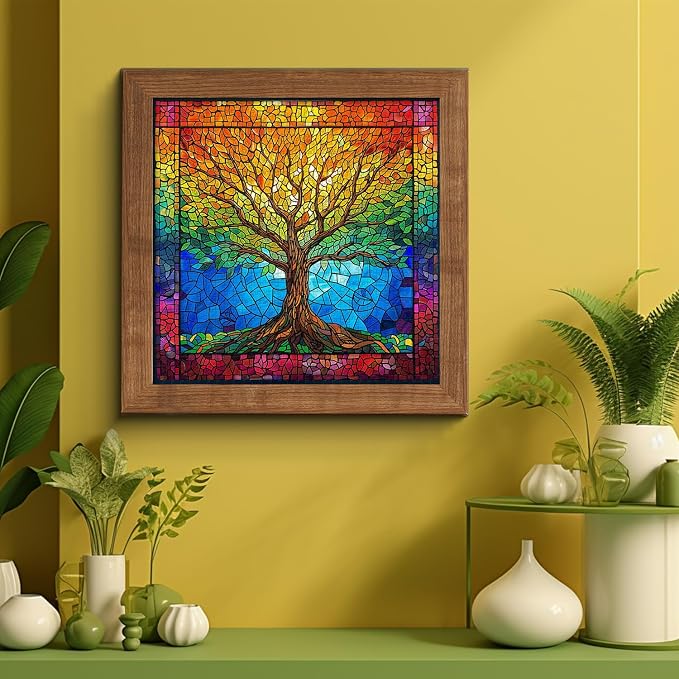 PICKFORU Stained Glass Puzzles for Adults 1000 Pieces and up, Mosaic Tree of Life Puzzle Unique Rainbow Puzzles, Colorful Difficult Jigsaw Puzzles for Adults