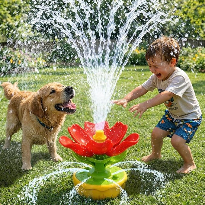 Sprinkler for Kids Outdoor Water Toys: 3 in 1 Flower Toddler Sprinkler Toy, Summer Outside Yard Water Game Toys Attaches to Garden Hose Splashing Fun Toys for 3 4 5 6 7 8 Year Old Boys Girls Gifts