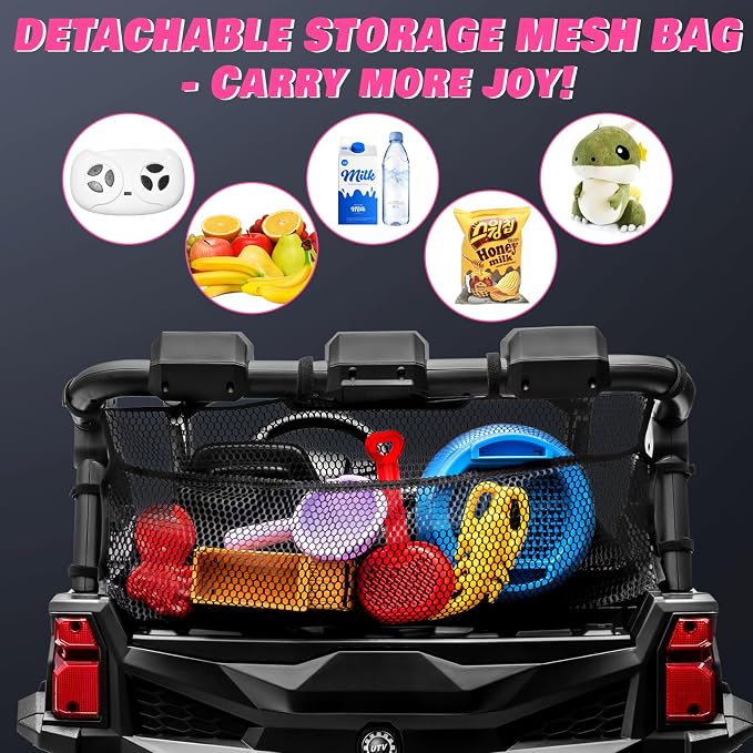 24V 2-Seater Ride On Car Truck w/4x200W, 20" Spacious Seat, 4WD/2WD Switchable, 5 Mph Max Speed, Rainbow Lights, Remote Control, Soft Start, Storage, Electric Car for Kids Ages 3-8, Black