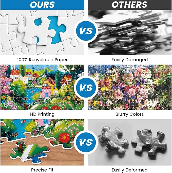 300 Pieces Puzzles for Adults, Large Piece Charming Village Jigsaw Puzzles,Colorful Village with Flowers,Birds Lake Puzzle for Kids Kids Ages 8-10 8-12 10-12,Puzzles for Family Game Nights,20.5x15 in
