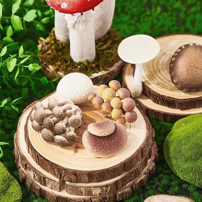 Deekin 12 Pcs Figure Mini Miniatures Figurines Mini Realistic Decor Themed Party Gifts for Diorama Projects Birthday Gift Learning (Mushroom)