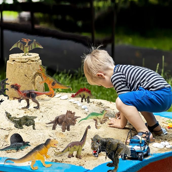 OuMuaMua Dinosaur Toys for Kids, 12 Pack Realistic Plastic Dinosaur Figure Set Including T-Rex, Stegosaurus, Monoclonius, Dino Toys for Boys Party Favors, 6 to 7 Inch Large Size