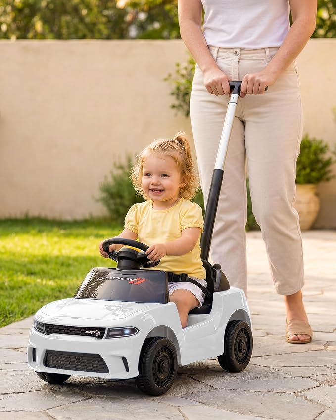 Licensed Dodge Ride on Push Car for Toddlers 1-3 Years with Handle & Music