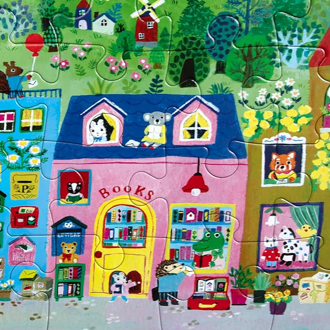 eeBoo 20 Piece Giant Floor Puzzle - Yumi's Village Children's Puzzle Community Themed, Large Pieces for Small Hands to Develop Motor Skills