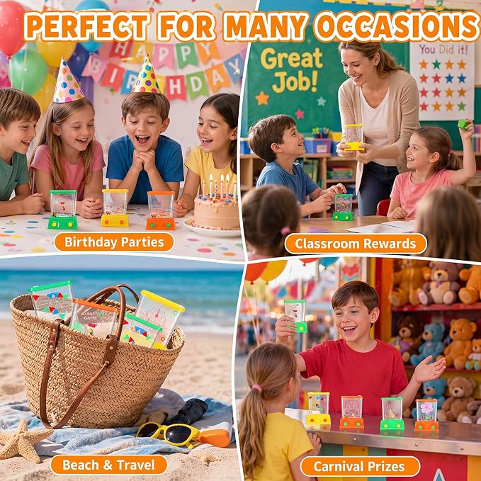 Zhanmai 16Pcs Handheld Water Game Arcade Water Ring Toss Water Tables for Beach Toy Party Favor Fun Game Entertainment, Without Water (Assorted,Stylish)