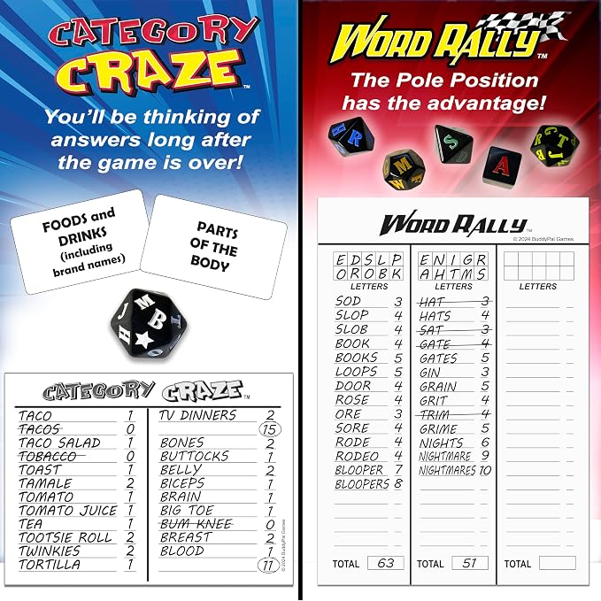 2-Pack – Category Craze and Word Rally Fast-paced, Family-Friendly Word-Fun Games!