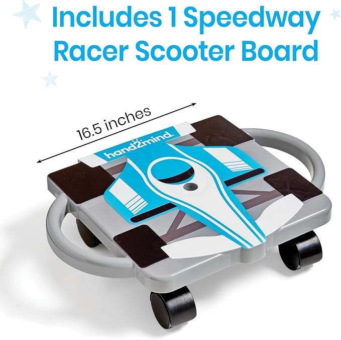 hand2mind Blue Speedway Racer Scooter Board, Floor Scooter Board, Gross Motor Toys, Kids Exercise & Physical Education Equipment, Playground Toys, Indoor Active Play, Toddler Outdoor Activities