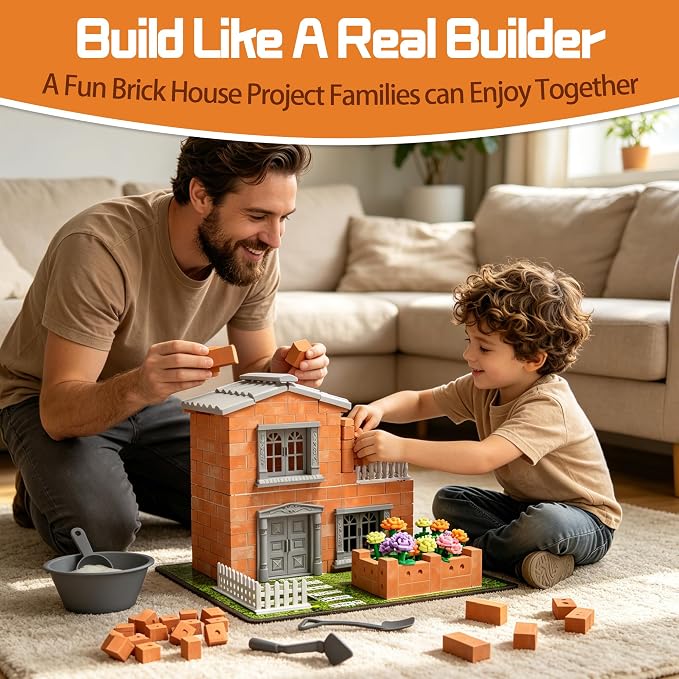Mini House Building Kit for Kids Ages 8+, Tiny House Building Toy with Real Mini Bricks, STEM DIY Construction Set, Garden Villa Architecture Craft Gift for Boys and Girls