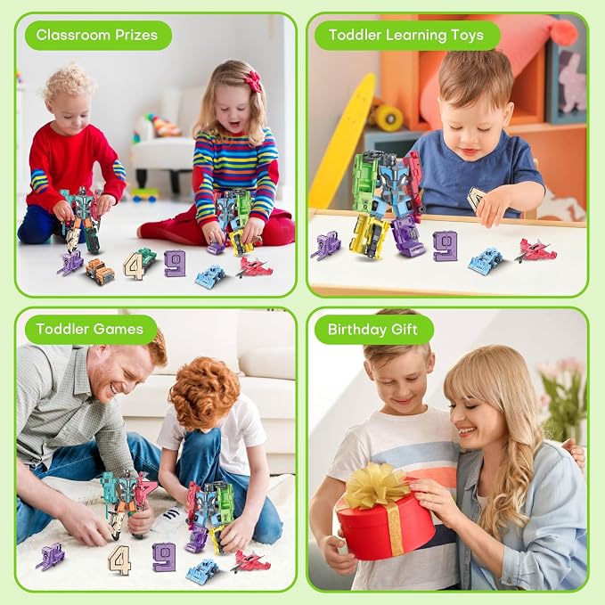 Transforming Toys for Kids - Transformable Number Robots, Number Blocks for Learning & Play, Buildable Robot Set for Toddlers Ages 3-8, STEM Educational Toys for Boys & Girls Gifts