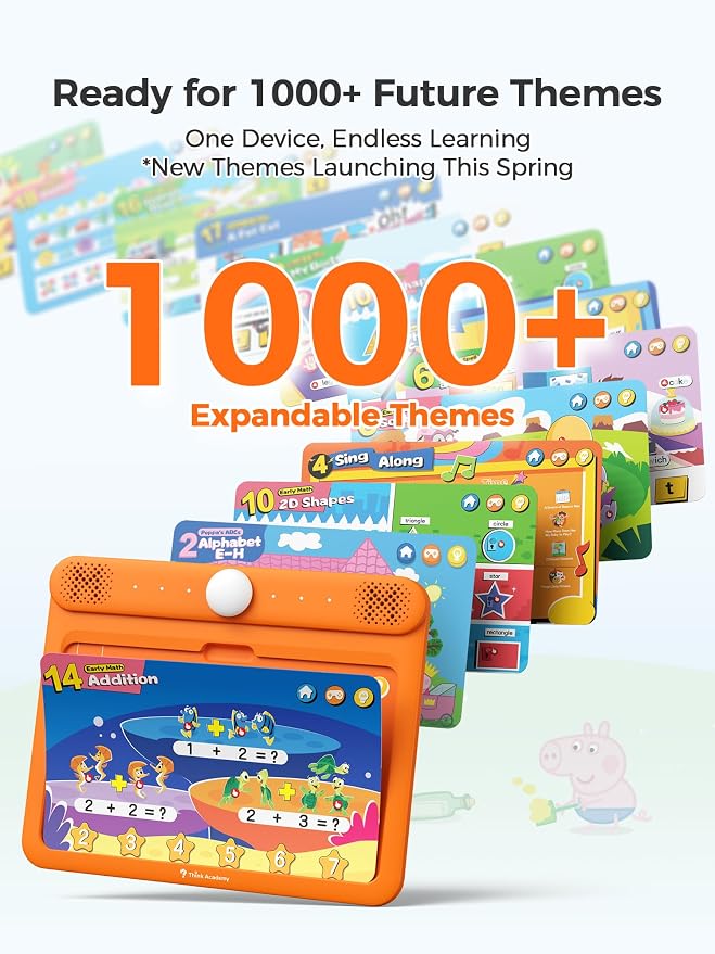 Think Academy Learning Pad - Screen Free Tablet with Flash Cards Inserted to Learn Alphabet, Numbers, Early Math, Logic, Nature and Daily Life, Educational Toys Gift for 3 4 5 Years Old Boys Girls