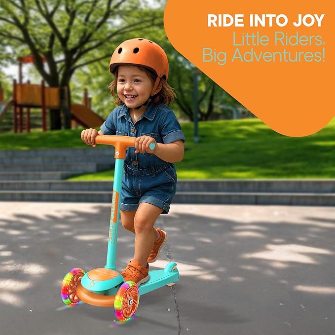 3 Wheel Scooter for Kids, Smooth Light Up LED Front Wheels, Wide Anti Slip Deck, Rear Foot Brake, Easy Lean to Steer Maneuvering, Indoor & Outdoor Ride On Toys for Ages 2 Up,