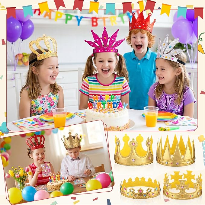Yaomiao 22 pack DIY Crowns Set Include 12 Pcs Foam Princess Crowns and 10 Pcs Diamond Sticker for Kids