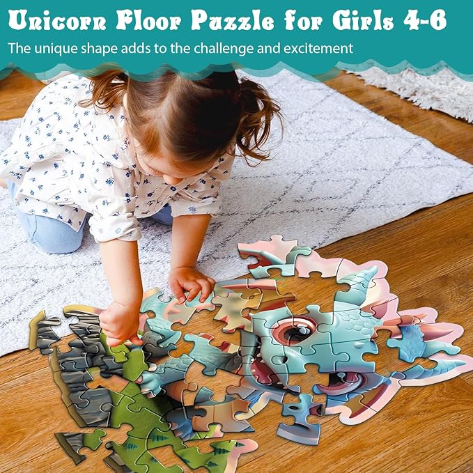 Jumbo Floor Puzzle for Kids,42 Piece Dinosaur Large Jigsaw Puzzles, Fun Preschool Educational Toy for Toddlers Ages 3-5,Gift for Boy Girl Ages 4-8