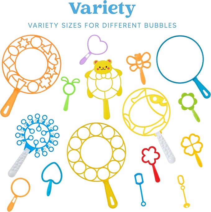 JOYIN Big Bubble Wands Set, 48 Pcs Giant Bubble Maker with Tray Bulk for Kids Adults Gifts, Summer Outside Toys, Easter Basket Stuffers, Birthday Party Favors