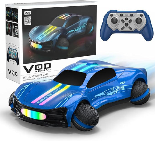 Remote Control Car for Kids, RC Stunt Car with Drift Wheels, 360° Spins & Flips, 2.4GHz Rechargeable Toy Car with LED Lights, Indoor Outdoor Gift for Boys Girls Ages 6-12