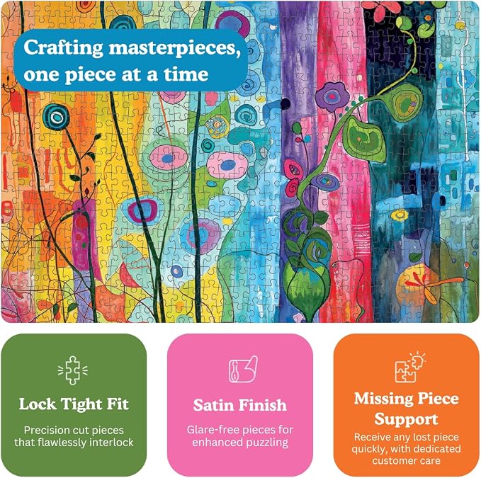 Cross & Glory - City Garden Rainbow Retreat - 1000 Piece Jigsaw Puzzle for Adults | Whimsical Flower Garden Cityscape | Vibrant Colors | Ideal for Puzzle Enthusiasts and Nature Lovers | Flower Puzzle