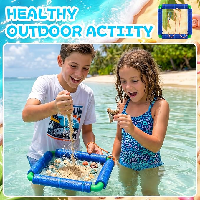 Floating Shark Tooth Sifter, Professional Stainless Steel Sand Sifter for Beach, Lightweight Shark Teeth Sifter for Fossil Hunting, Shelling & Beachcombing
